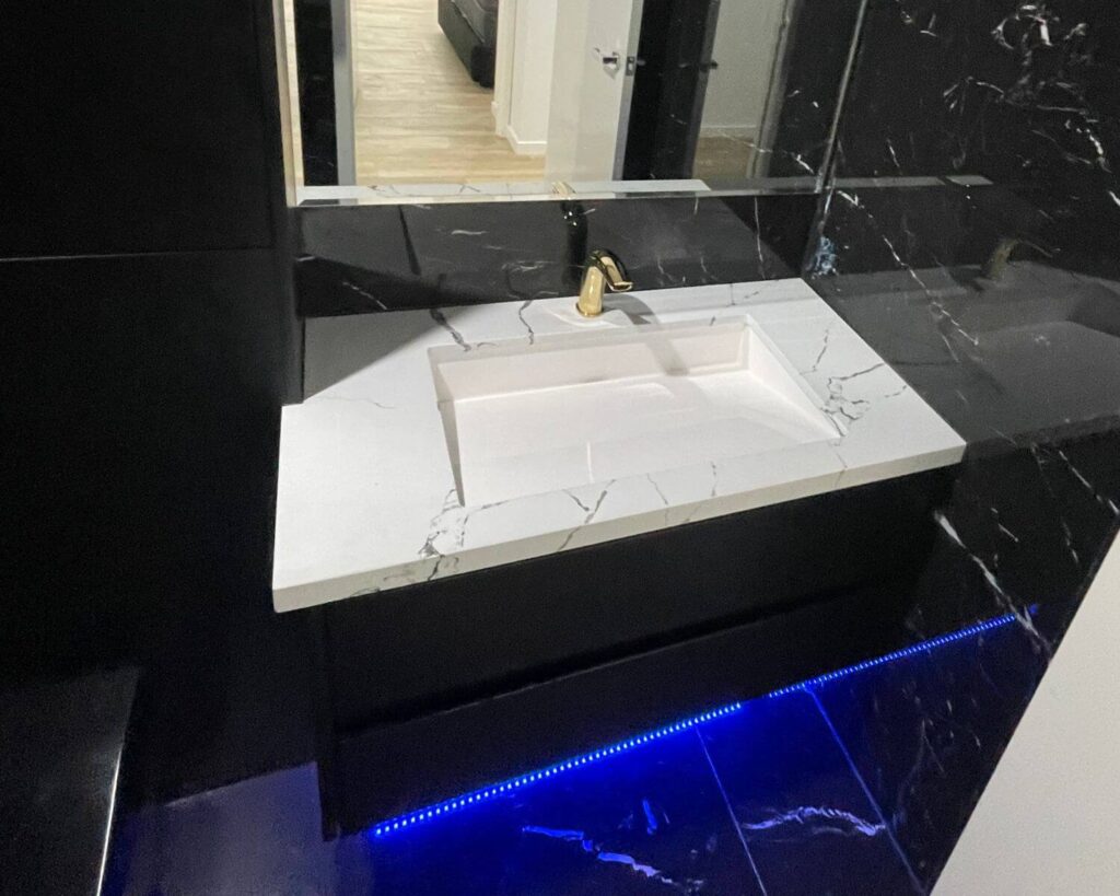 black luxury bathroom sink - renovation builders melbourne
